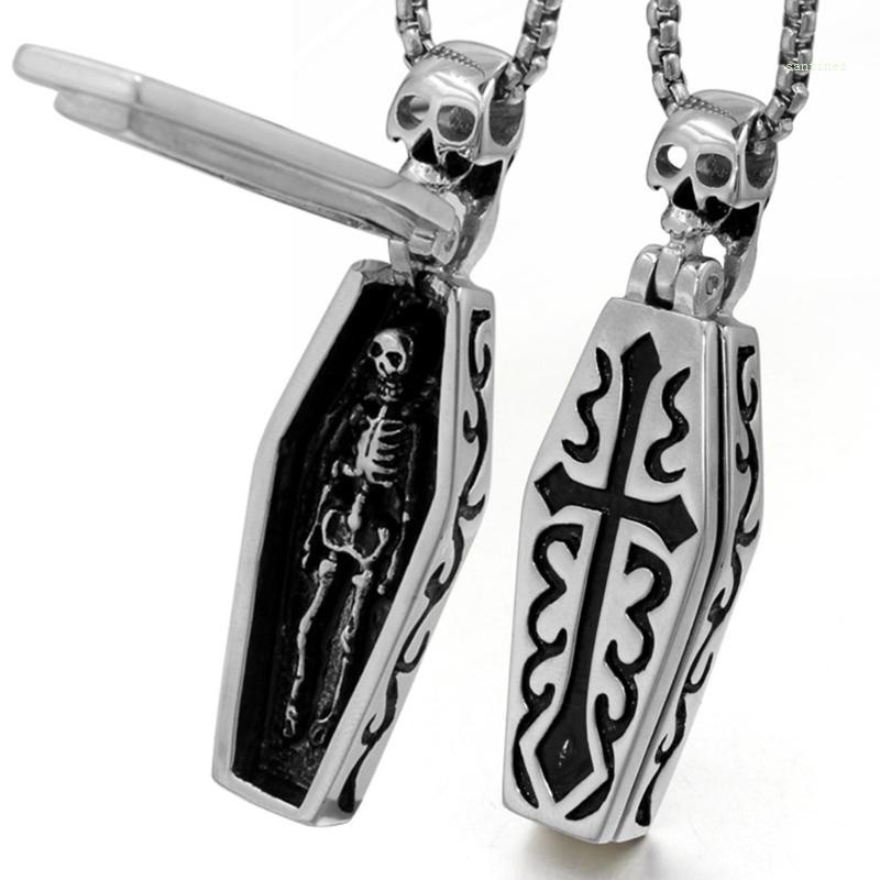 San* Gothic Punk Coffin สําหรับสร้อยคอแวมไพร์ Rock Biker เครื่องประดับสําหรับ Hip Hop Men