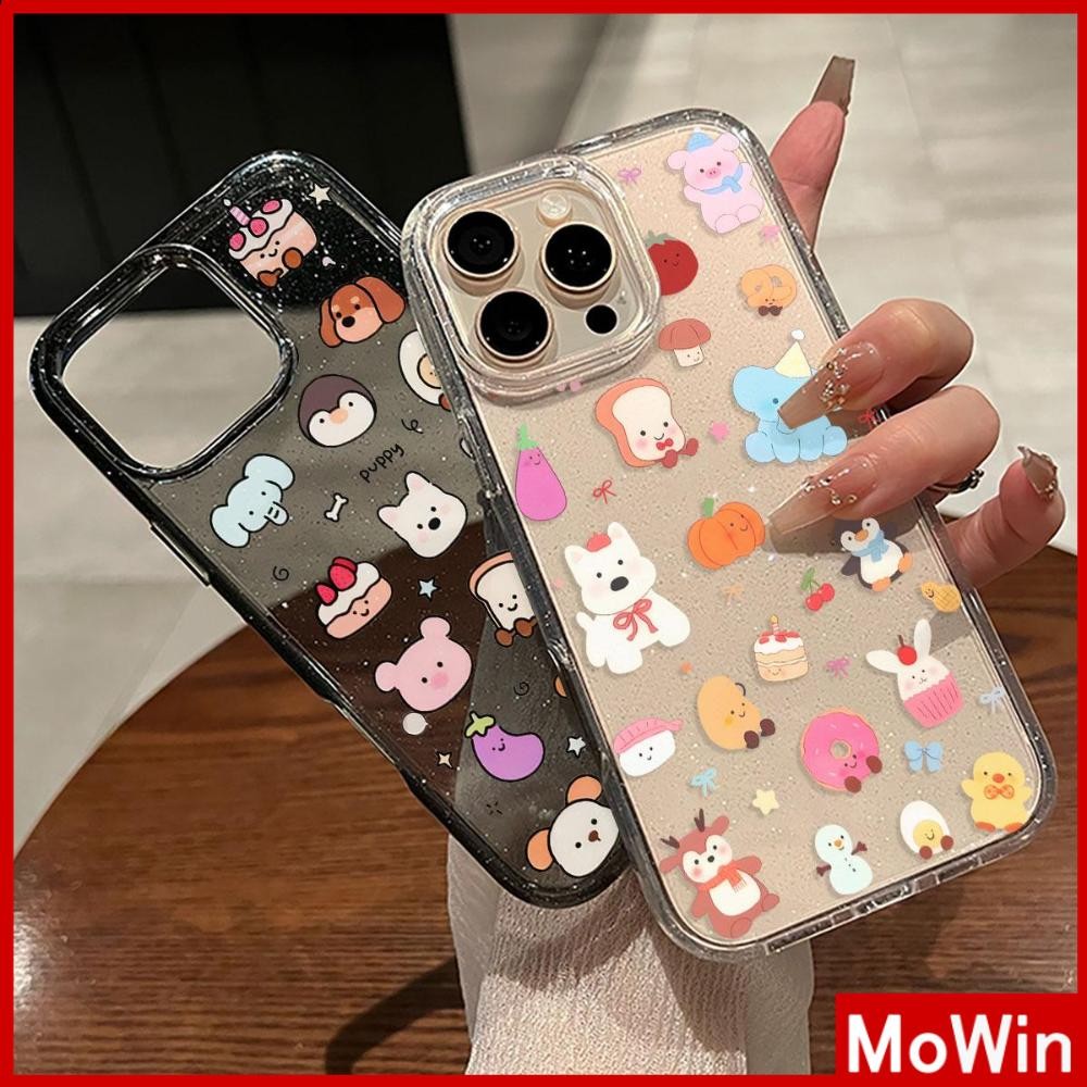 Movin - เคส iPhone 16 Pro Max iPhone 11 เคสใสแบบแวววาว TPU นุ่มสีสันสดใส สัตว์สีสันสดใสน่ารัก Compatible iPhone15 Pro max 14 13 12 Pro max XS XR 7 Plus 8 Plus