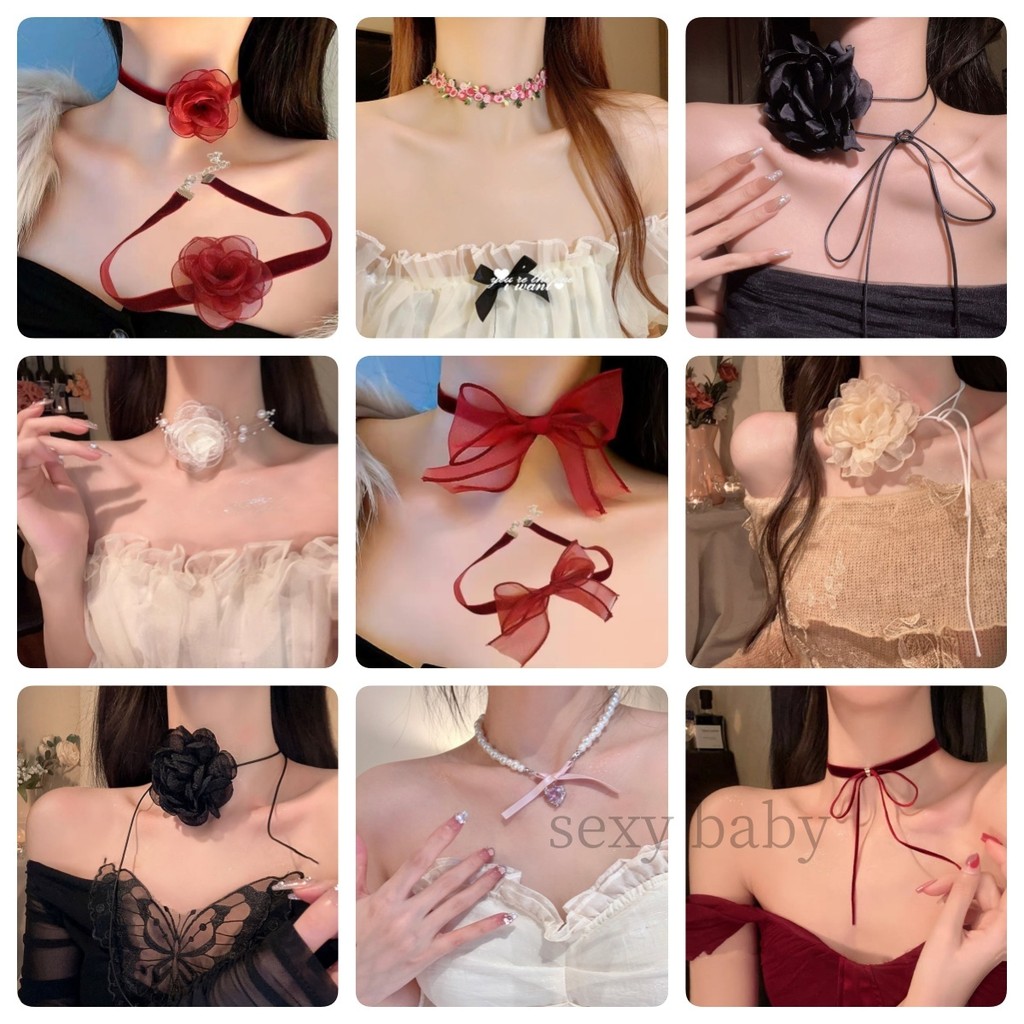 💗sexy baby💗โชคเกอร์ดอกไม้ รวมโชคเกอร์สร้อยคอสุดหรู มากกว่า100แบบไว้ที่นี่ ส่งไวจากไทย