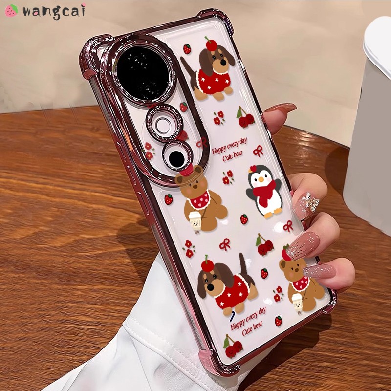 สําหรับvivo V40 V30 V29 V27 V25 V23 Pro V27e V21 4G 5G V21sเคสโทรศัพท์Jellycatหมีดัชชุนสุนัขเพนกวินสตรอเบอร์รี่เชอร์รี่Bowknotดอกไม้น่ารักการ์ตูนนุ่มกรณีปกหลัง