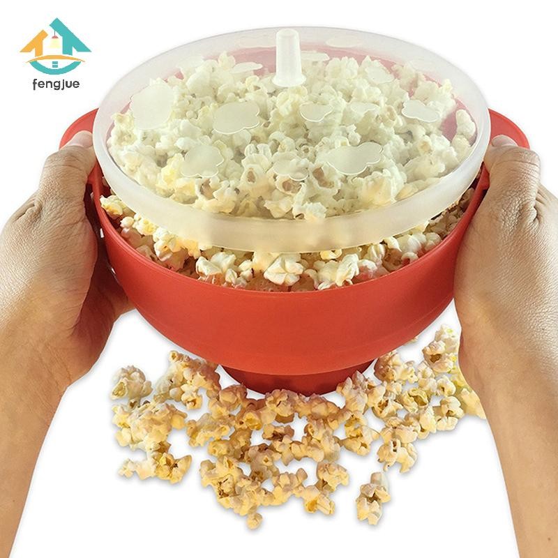Fengjue ห้องครัวไมโครเวฟ Popcorn ชามถังซิลิโคน DIY Popcorn Maker พร้อมฝาปิดชิปจานผลไม้คุณภาพสูงเครื่องมือ Popcorn TH