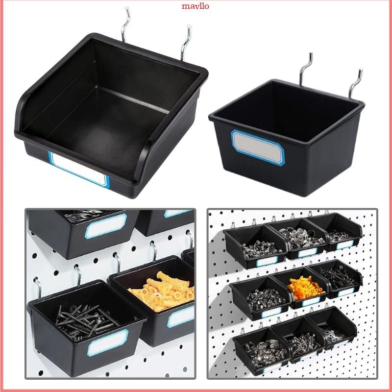 Mavlo 1 ชุดตะกร้าเก็บเครื่องมือพร้อมตะขอและป้าย Pegboard Bins สําหรับเล็บและสกรู