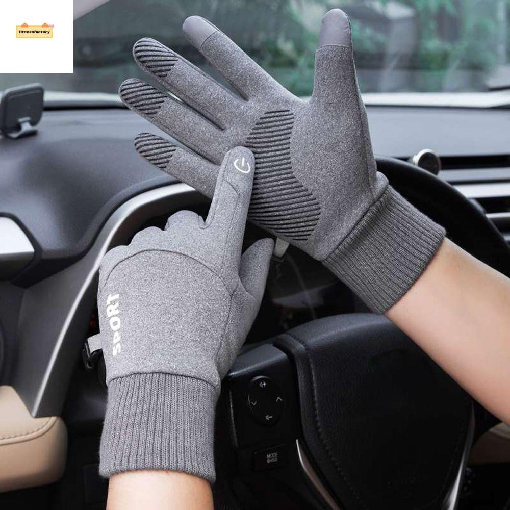 Fitnessfactory ถุงมือผู้ชายขนแกะกันน้ําหน้าจอสัมผัสWindproofฤดูหนาวกีฬาMittens