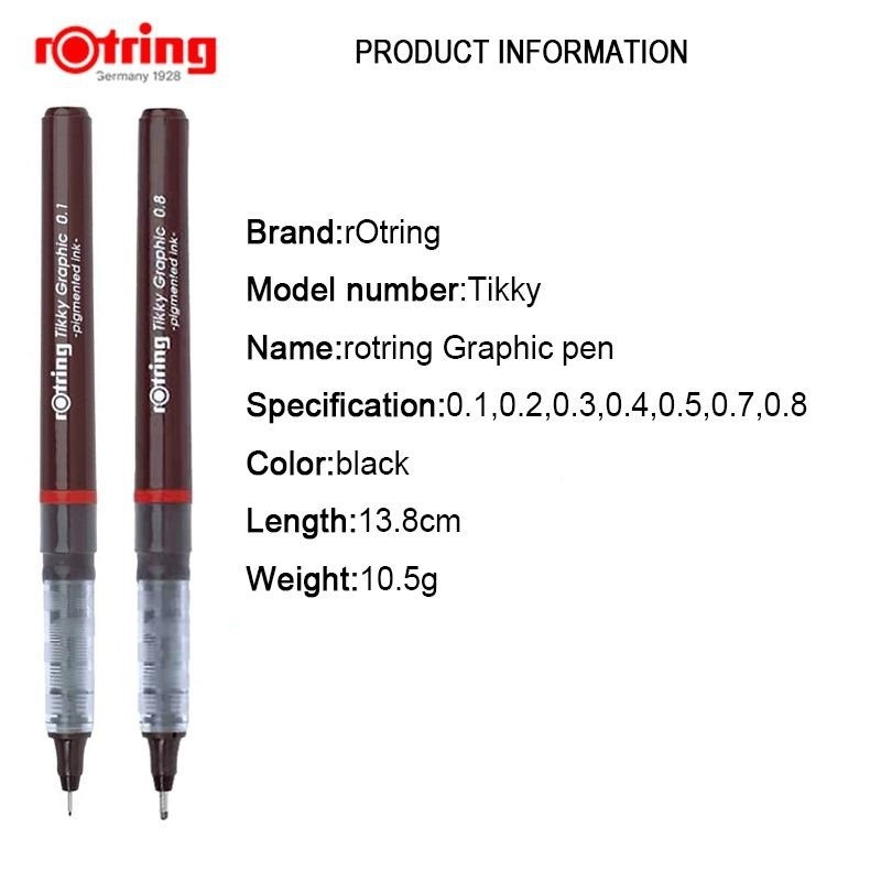 Rotring Tikky Graphic Pen สีดํา การออกแบบการวาดภาพแบบจุดมีรูพรุน ปากกาหมึกสี สามารถเพิ่มหมึกซ้ําๆได้ - รูปที่ 2