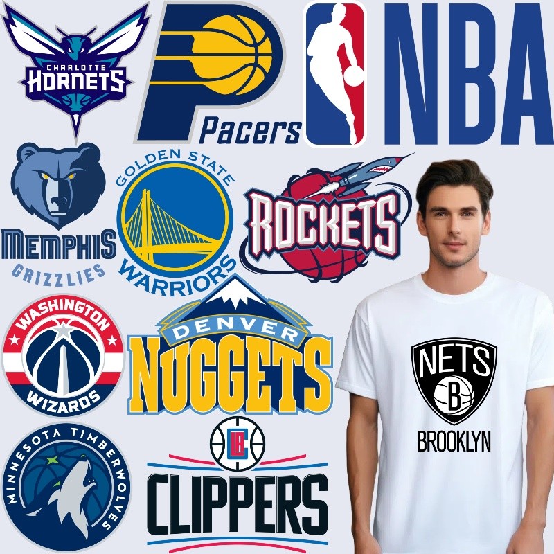 Nba ทีมบาสเกตบอล Loge สติกเกอร์ปั๊มร้อน DIY การถ่ายเทความร้อนสติกเกอร์ล้างทําความสะอาดได้สติกเกอร์ตก