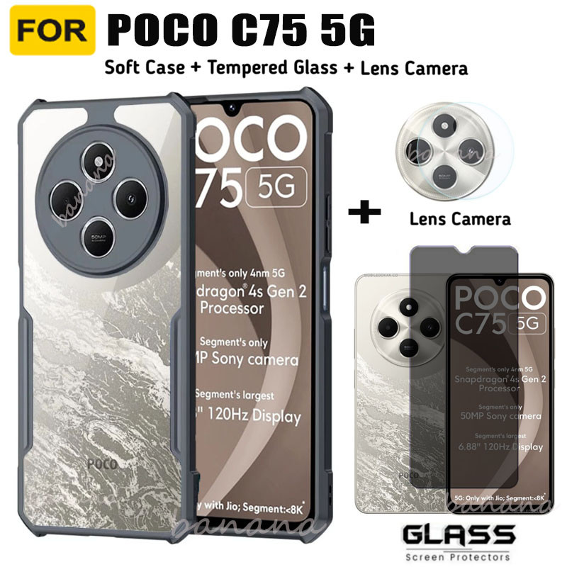 สําหรับ Poco C75 5G เคสโทรศัพท์กันกระแทก Poco C75 ความเป็นส่วนตัวกระจกนิรภัยป้องกันหน้าจอ