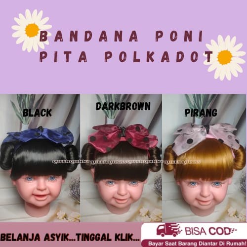 QUINNYS CHILDRENS FRINGE BANDANA / CHILDRENS WIG BANDANA / CHILDRENS HAIR BANDANA / CHILDRENS FRINGE