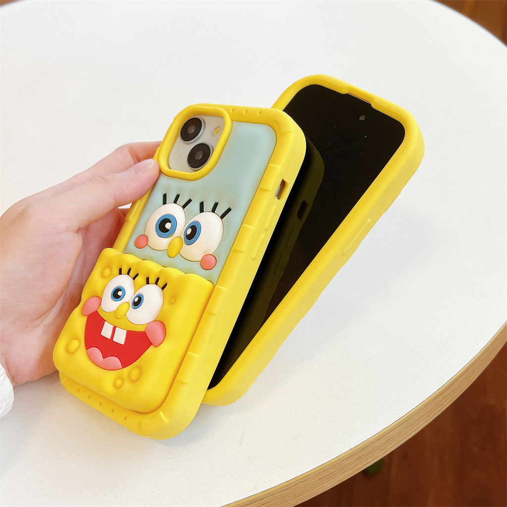 ซิลิโคนDrop Resistance Soft Shell Bracket SpongeBob SquarePants IphoneสําหรับIPhone 16 ProMax 15 ProMax 15Plus 13 12 11 14ProMaxกรณี - รูปที่ 5