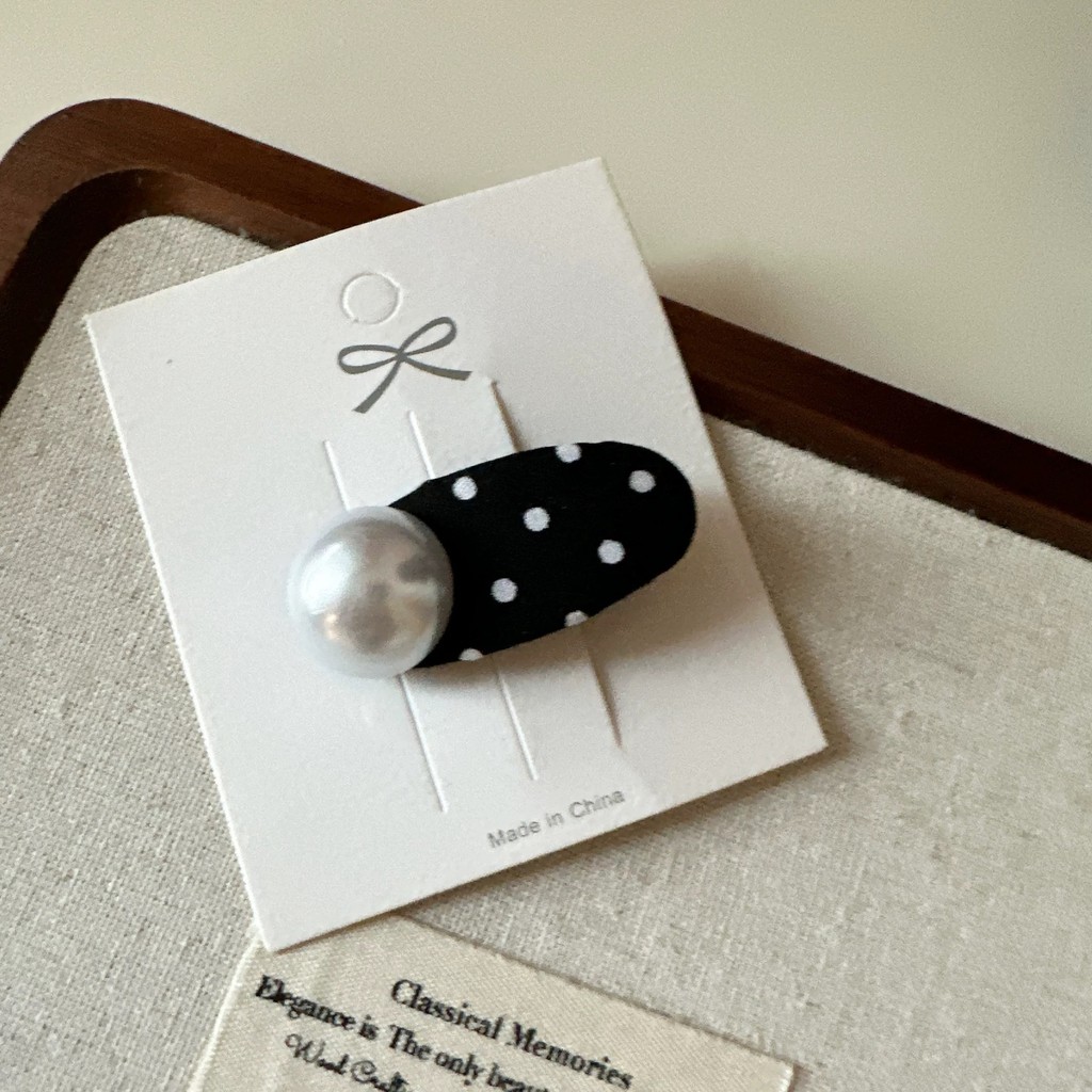 Mouga/Ouni สไตล์เดียวกัน Silver Love Bangs คลิปสีดํา Polka Dot Hairpin ผมหัก High-End ฝรั่งเศสด้านข้างคลิปอุปกรณ์เสริมผม - รูปที่ 6