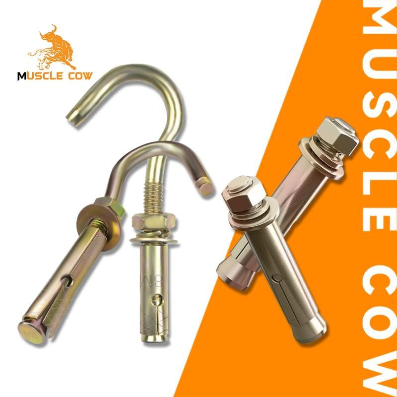 ️MUSCLE COW พุกเหล็ก (สตั๊ดโบล์ท) ปุ๊กเหล็ก พุกตะขอ,พุกห่วงกลม ชุบรุ้งป้องกันสนิม หกเหลี่ยม มีเขี้ยว