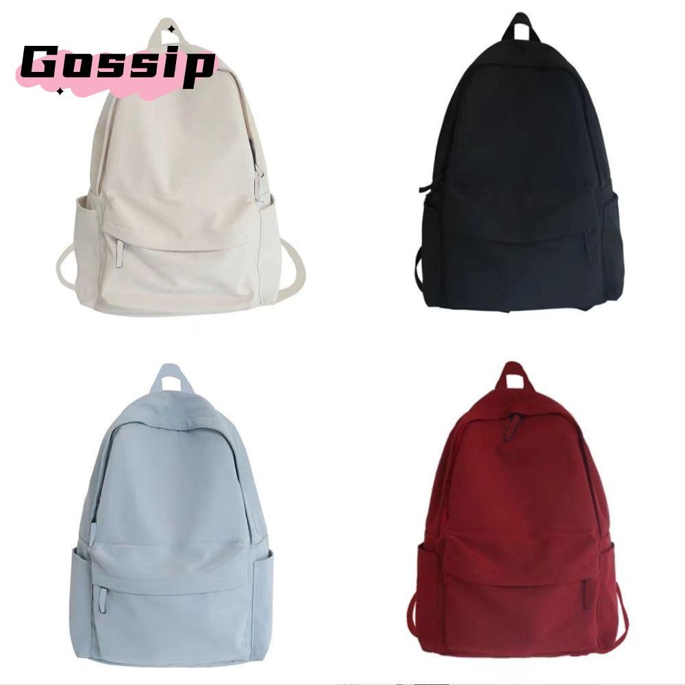 GOSSIP กระเป๋าเป้สะพายหลังอเนกประสงค์,ไนลอนสีดําสีเทาสีขาวสีแดงกระเป๋าเป้สะพายหลังนักเรียนโรงเรียน,คุณภาพสูงความจุขนาดใหญ่ล้างกระเป๋าคอมพิวเตอร์กันน้ํา