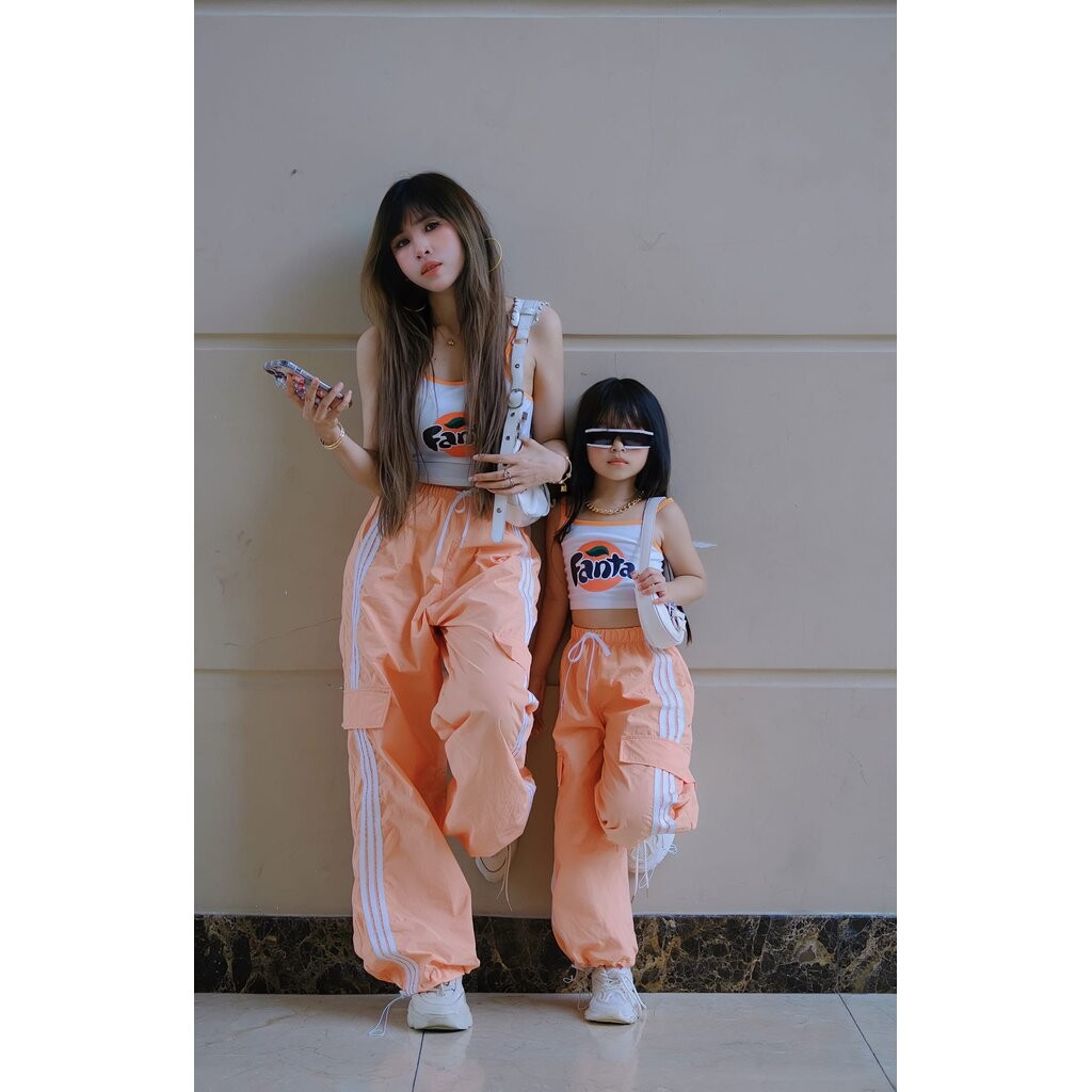 🔥พร้อมส่ง Setแม่_ลูก แฟนต้าส้ม ชุดเด็กผู้หญิงแฟชั่นเวียดนาม