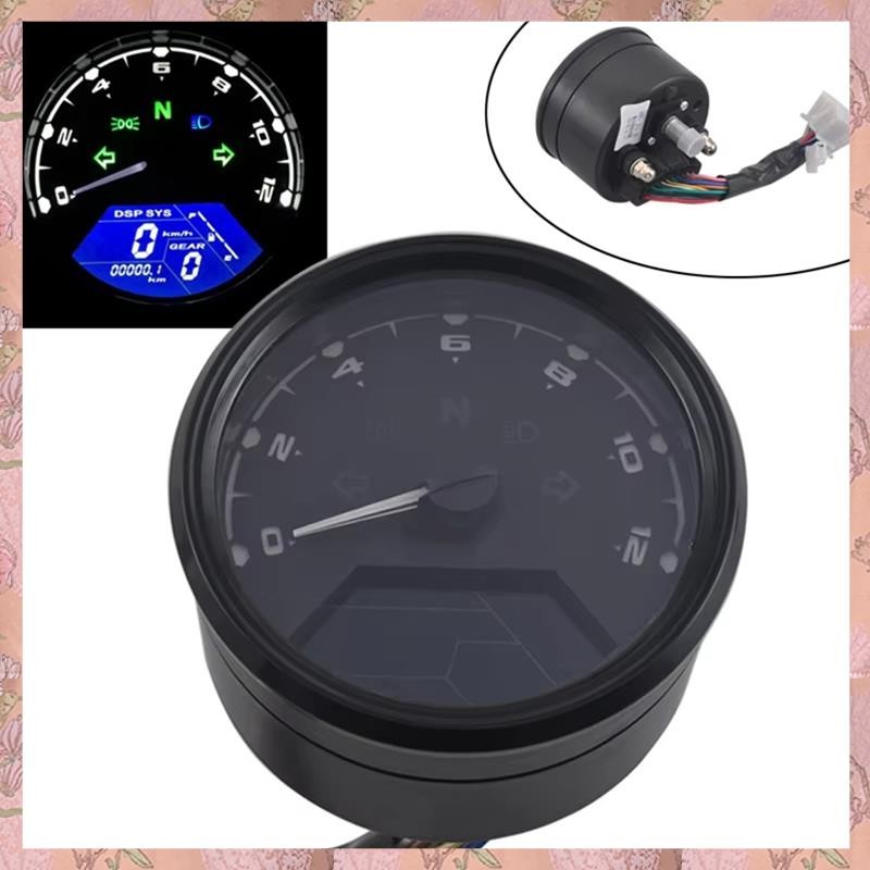 [h3w732xnj.ph] รถจักรยานยนต์ Universal LCD Digital Tachometer Speedometer เครื่องวัดระยะทางเครื่องวั