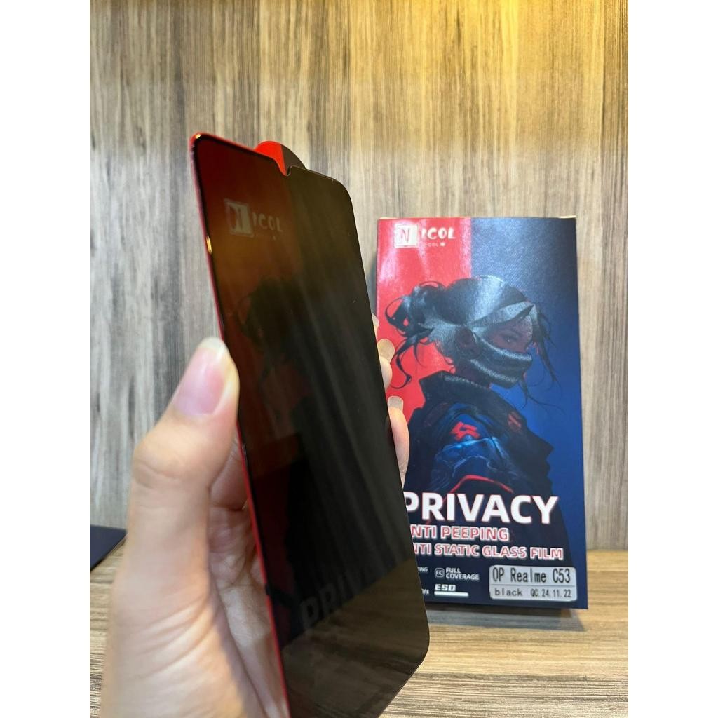 TEMPERED GLASS THICK BLACK SPY GLASS NICOL READY Oppo A5s A9 2020 A57 ใหม่ A15 A16 A16k A17 A18 A60 