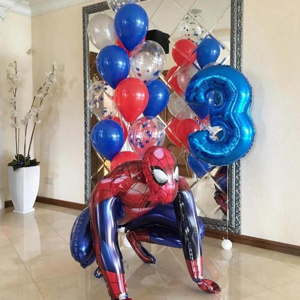 ชุดลูกโป่ง 10 ชิ้น 3D ฮีโร่แมงมุมแดง ซุปเปอร์ฮีโร่ ตกแต่งปาร์ตี้วันเกิด ของเล่นเด็ก ของขวัญทารก