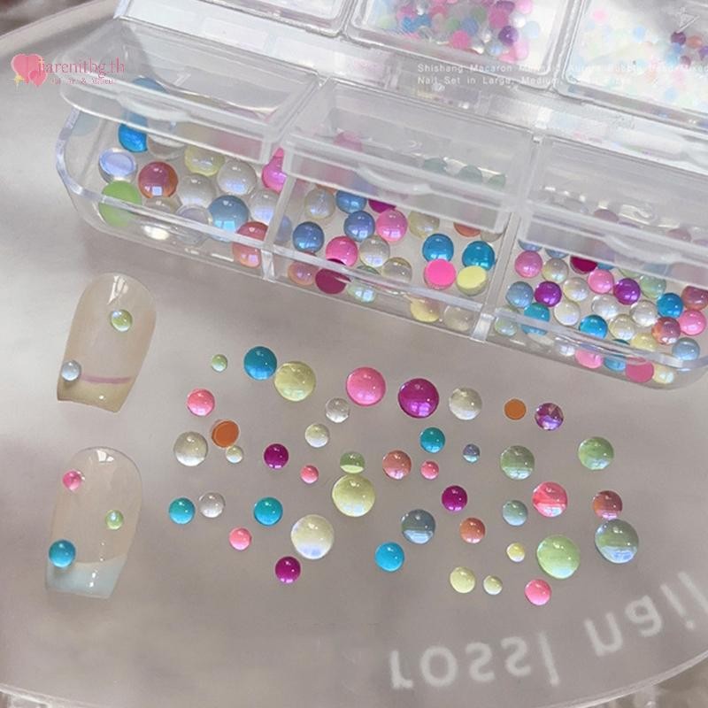 RENBG สีสัน Mermaid Bubble ลูกปัดครึ่งรอบด้านล่างแบนเงา Aurora ขนาดผสมสี Candy Nail Art อุปกรณ์เสริมตกแต่งเล็บ TH ราคา ถูกที่สุด ดีลบีเคเค แกลเลอรีภาพที่ 9