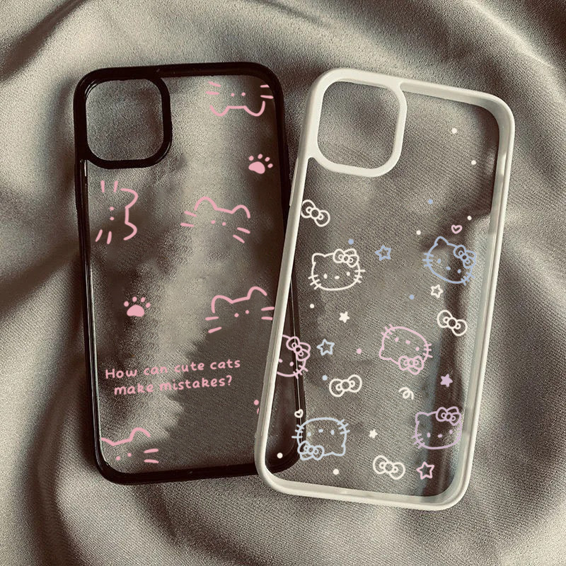 ปลอกสําหรับiPhone 16 11 12 13 14 15 Pro MaxสําหรับiPhone 16e XR X XS Max 7 8 Plus SE2020 2022 แมวน่ารักซิลิโคนกันกระแทก