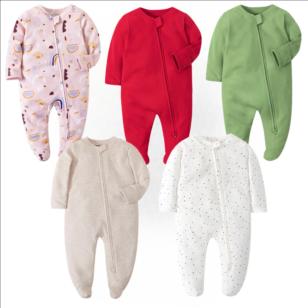 ทารกแรกเกิดเสื้อผ้าเด็กทารก Rompers 2-Way ซิป Onesie แขนยาว Pyjamsa เสื้อผ้าเด็ก Overalls