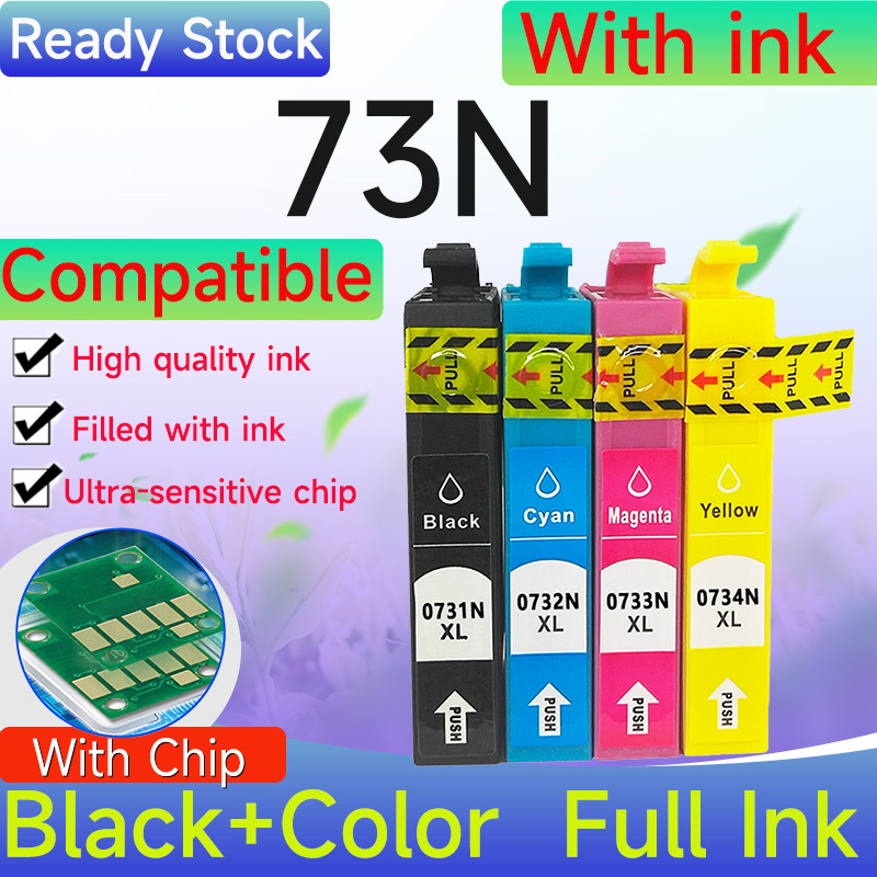 ใช้งานร่วมกับ Epson 73N ตลับหมึก T0732N T0731N T0734N T0733N XL สําหรับ Tx300 Tx410 Tx550w Tx600 Tx6