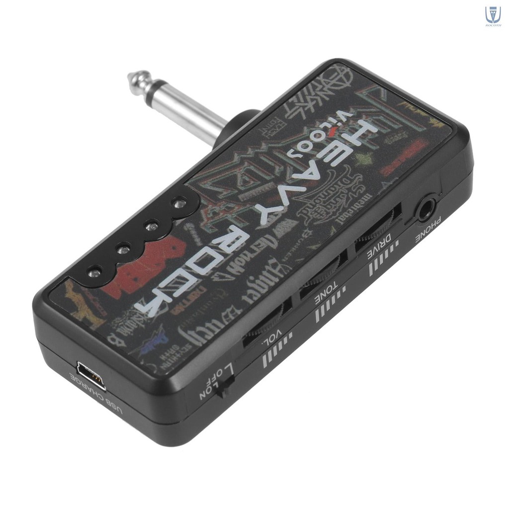 Fast Ship VITOOS ปลั๊กกีตาร์ไฟฟ้า Mini หูฟัง Amp Amplifier Heavy Rock ขนาดกะทัดรัดแบบพกพา