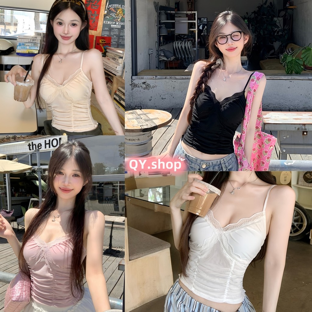 QY.Shop⭐️สินค้าราคาพิเศษ⭐️พร้อมส่ง เสื้อสายเดี่ยว มีฟองน้ำ น่ารักมากๆ สีน่ารักใส่ง่ายเซ็กซี่เบาๆ "FY8704"