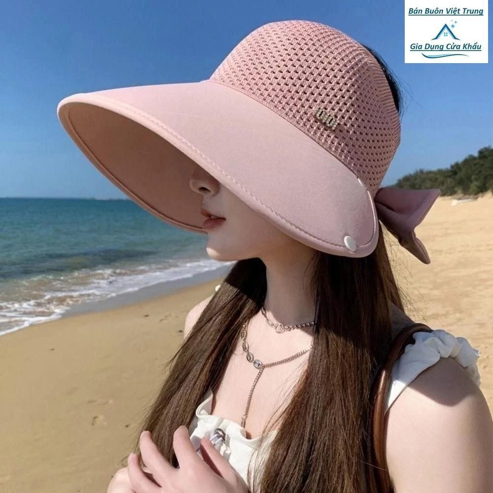 หมวกป้องกันแสงแดดฤดูร้อนปีกกว้างของผู้หญิง (IOI) พร้อมผ้าพันคอไหล่และคอ (T334BBVT)