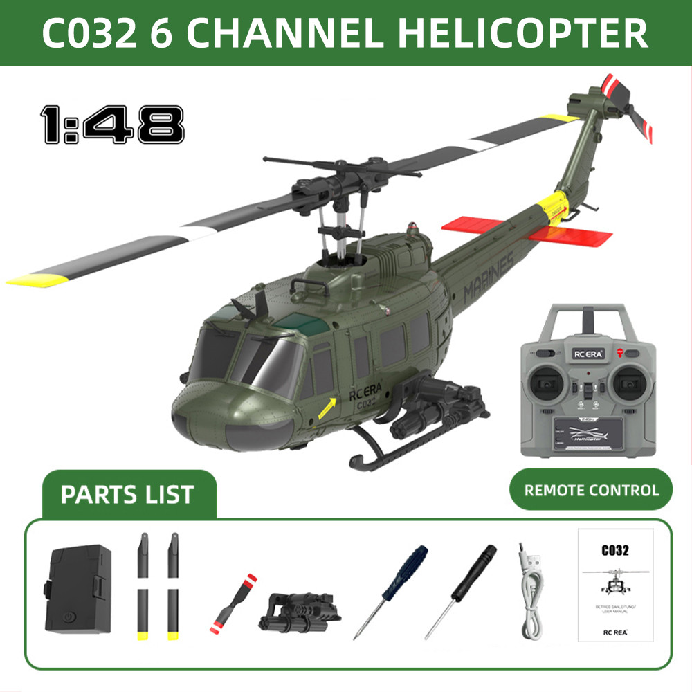 RC ERA C032 1:48 UH-1 Huey RC Helicopter 6CH 3D 6-Axis Gyro Brushless Aircraft