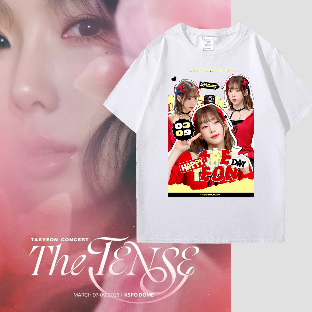 💖👕 Kpop THE TENSE TAEYEON รอบคอผ้าฝ้าย T แขนสั้น Casual Hip Hop Top Man/ผู้หญิงเสื้อคู่สั้น S-5XL