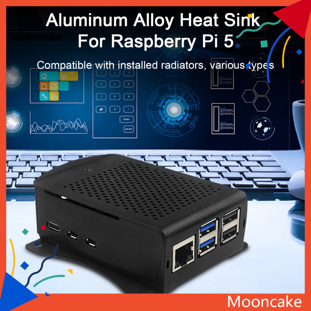 ขนมไหว้พระจันทร์| เปลือกอลูมิเนียมอัลลอยด์สําหรับ Raspberry Pi 5 เคสติดผนังสําหรับ Raspberry Pi 5 Ra