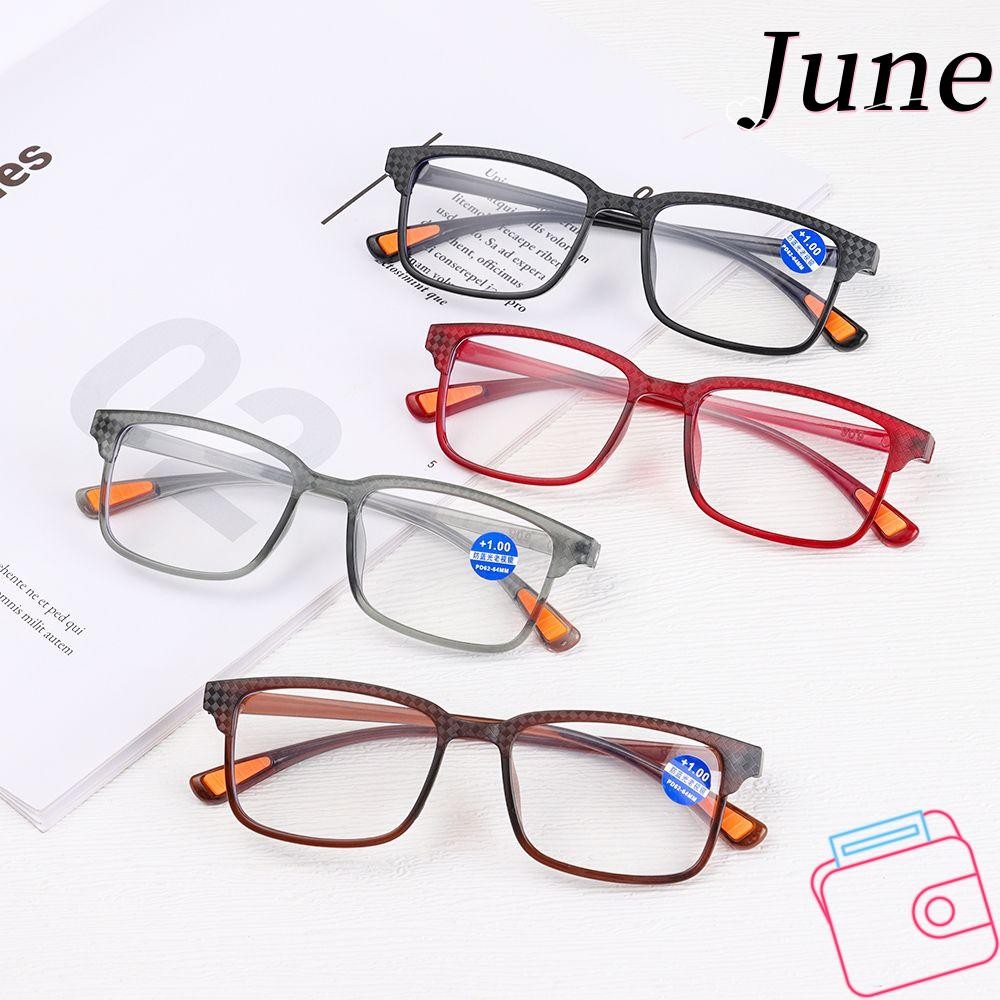 JUNE แว่นอ่านหนังสือแฟชั่นแบบพกพา + 1.0 ~ + 4.0 แว่นตาสายตาไกล