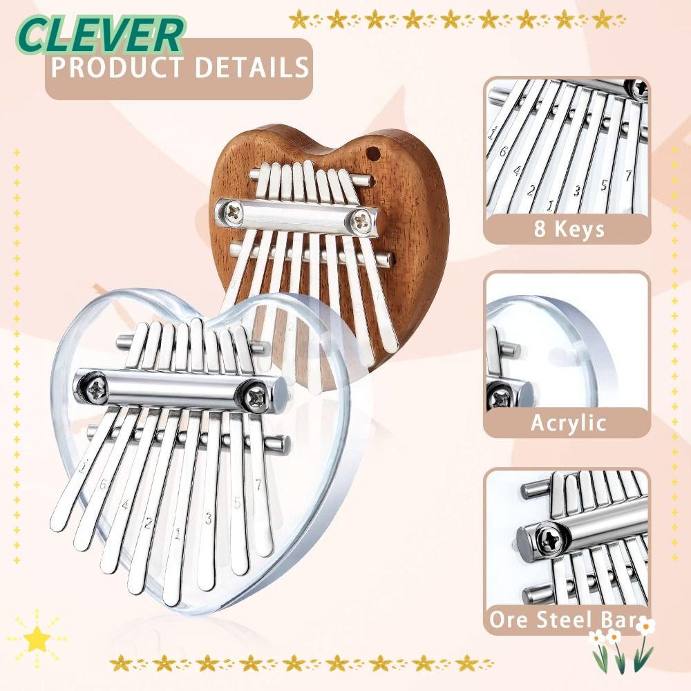 CLEVER 8 Key Finger Thumb Piano, ผู้ใหญ่เริ่มต้น Kalimba Pendant Mini Thumb Piano, Marimba Musical Good Accessory จี้ของขวัญประณีตเปียโนนิ้ว