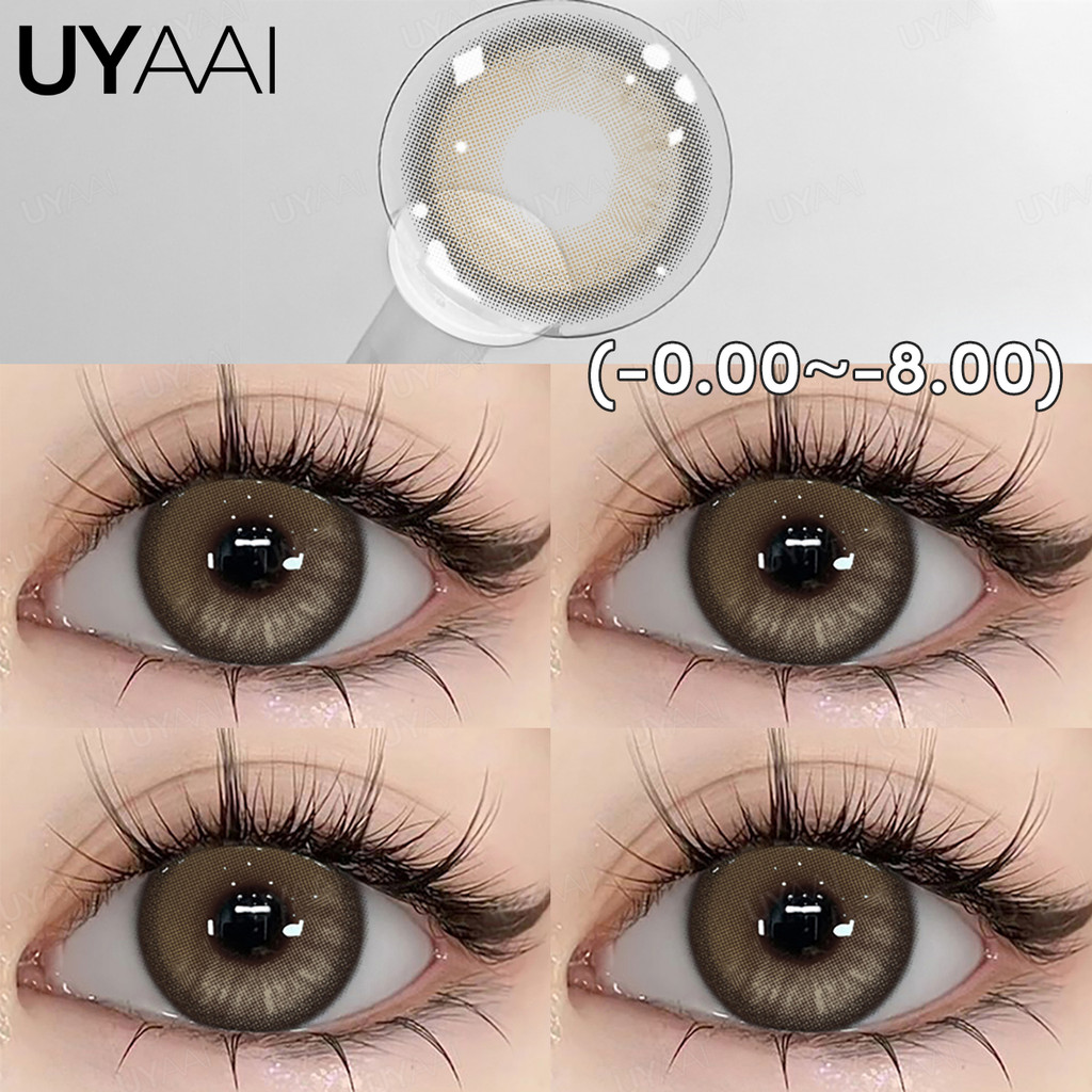 【มีค่าสายตา0.00--5.00】【จัดส่งที่รวดเร็ว】UYAAIคอนแทคเลนส์สายตาสั้น รมีอย.Poet Brown สวมใส่สบาย 2ชิ้น/คู่