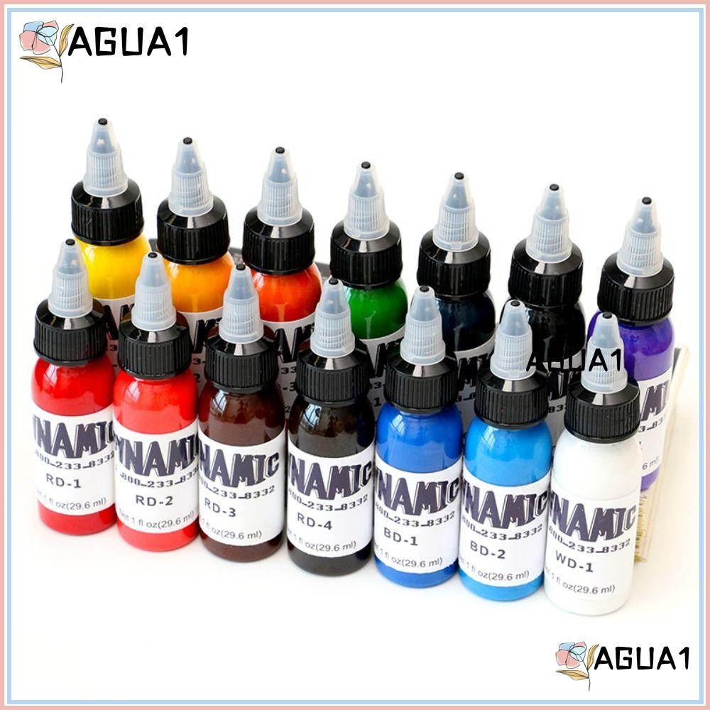 หมึกสัก อ๊าก1 สีฝึกรอยสักสีแดงสีเขียวสีดําสีน้ําตาลสีขาวสีฟ้าสีม่วงสีชมพู 30มล สีสัก