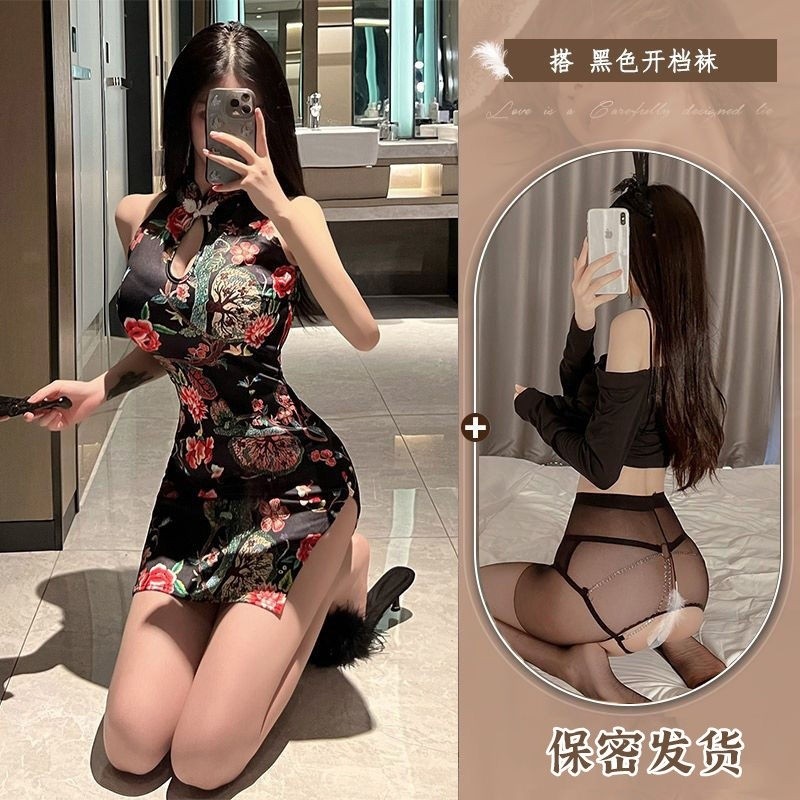 ปรับปรุง Retro พิมพ์ Slit เซ็กซี่แขนกุด Slit Cheongsam ไนท์คลับ Skinny Temptation ชุด Nightdress ผู้หญิง - รูปที่ 7