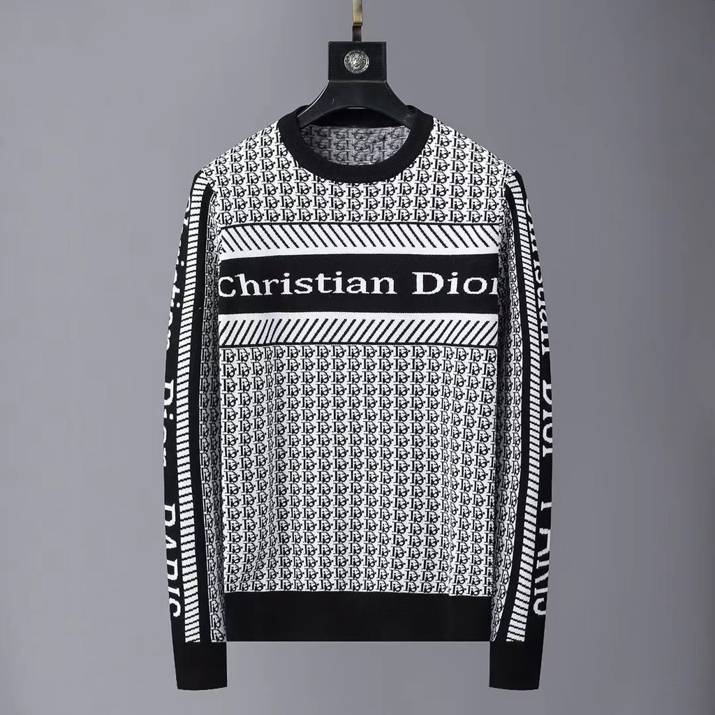 Doir1 Men Jacquard Letter Sweater เสื้อสเวตเตอร์คอกลม