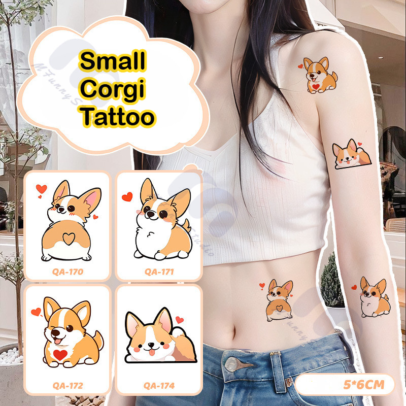 【MF Magic Tattoo】ชั่วคราว Tattoo สติกเกอร์กันน้ํา 3-6 วันน่ารัก ลูกหมา Tattoo สติกเกอร์สี Tattoo