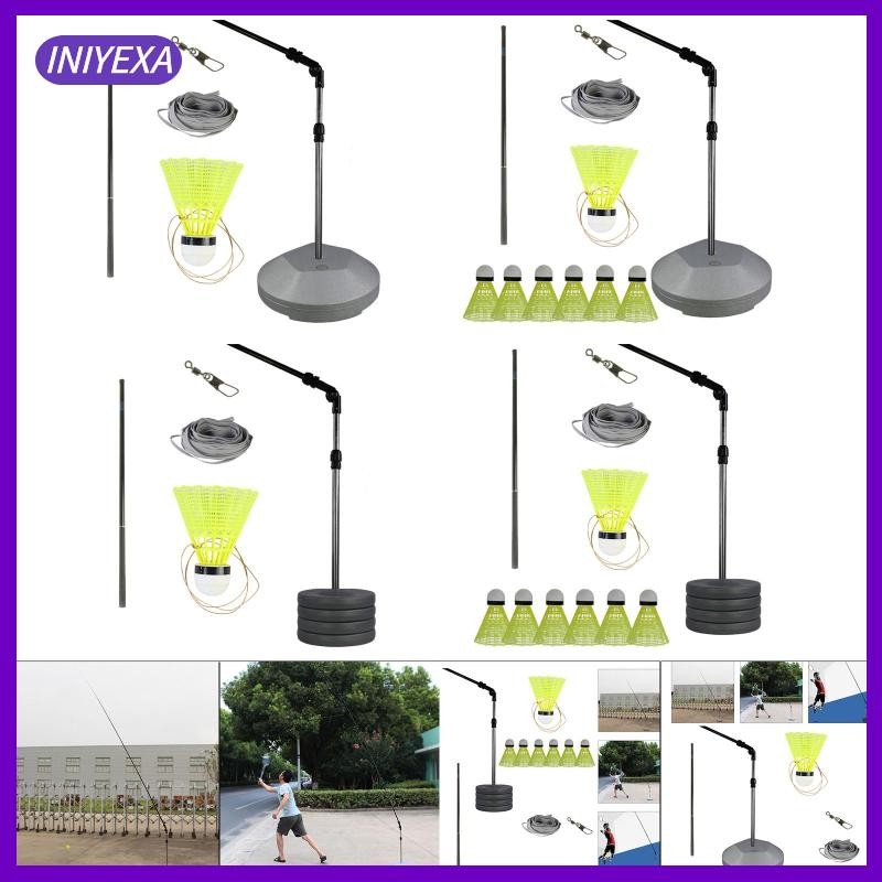 [Iniyexa] อุปกรณ์แบดมินตันเครื่องมือฝึกตัวเองกีฬาเครื่อง Accs Telescopic