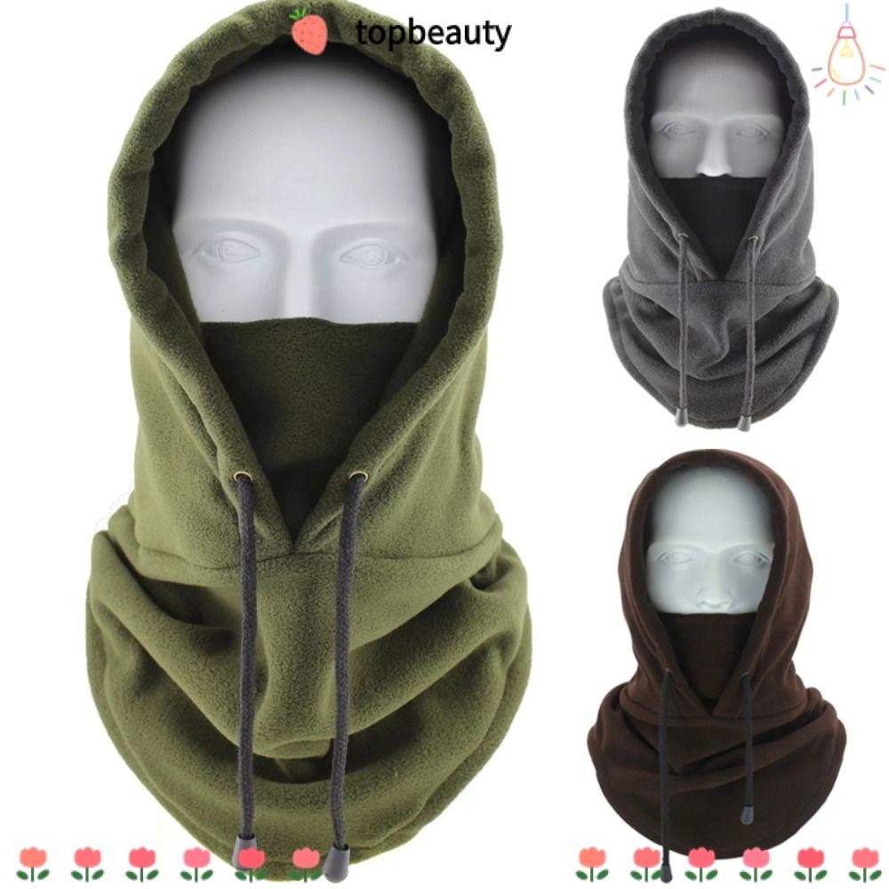 Topbeauty หมวกกันหนาว, ไหมพรมกันลมแบบเต็มหน้า, แฟชั่นอุ่นหมวกสกีขนแกะขั้วโลกฤดูหนาว