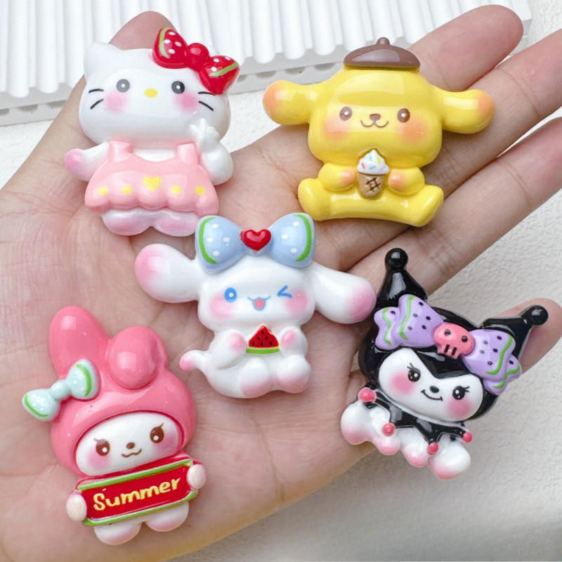 SANRIO 5ชิ้นน่ารักขนาดใหญ่ ซานริโอ เรซิ่นเสน่ห์สําหรับ ทําเอง (8-331)
