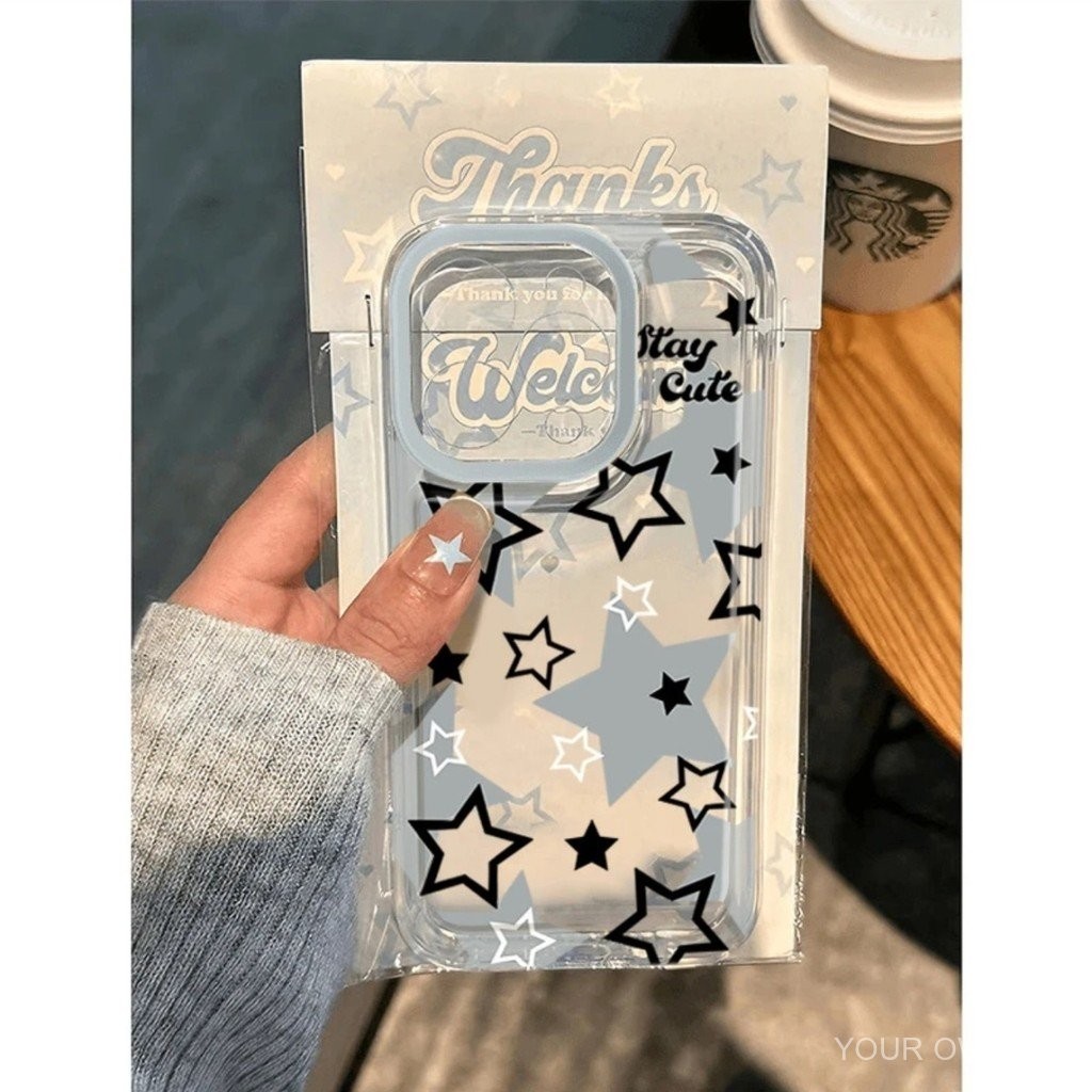 เคสมือถือลายดาวสีเทาเหมาะสำหรับ iphone16iphone 15promax โปร่งใส12mini กรอบ13การ์ตูน1213/11 /xs/xriphone11iphone12เคสมือถือ11ผู้หญิง XS/XR นุ่ม8plus 5q0n