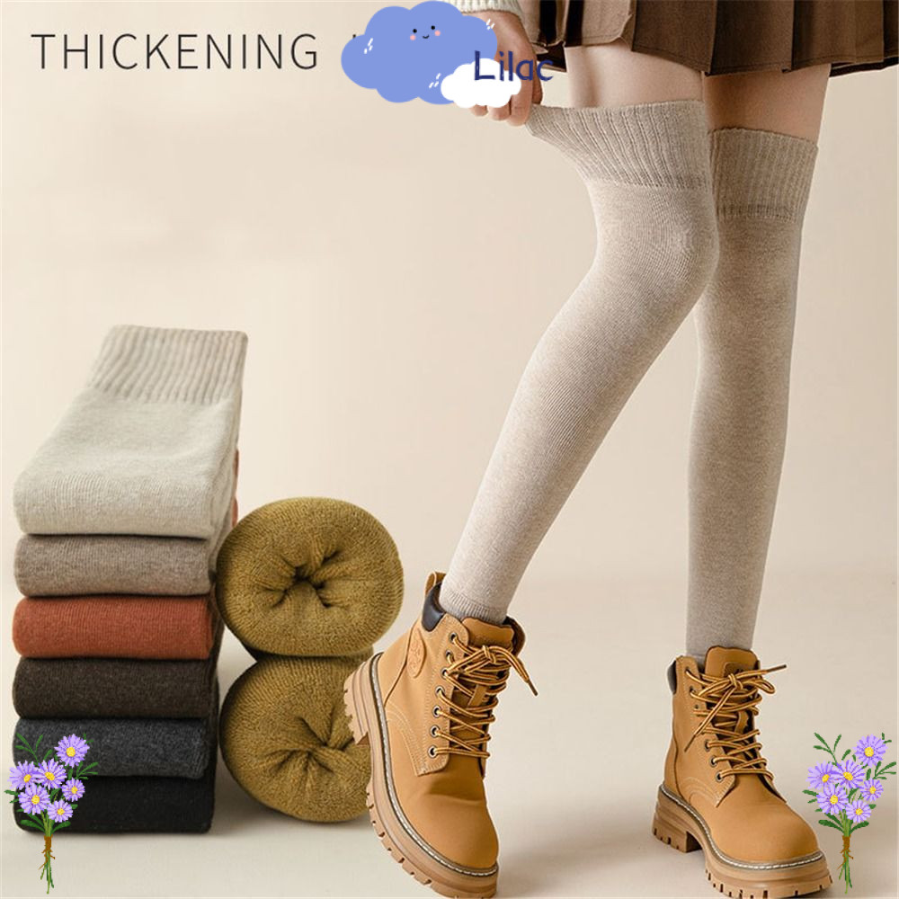 Lilacs ขาอุ่นนุ่มเข่าอุ่นอุ่นอุ่นสูงถักเท้าครอบคลุม