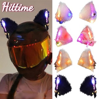 Hittime 2 ชิ้นรถจักรยานยนต์หมวกกันน็อคตุ๊กตาแมวหูสติ๊กเกอร์ต…