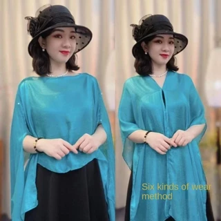 LITTLEX ชุดราตรีพรหม, ผ้าคลุมไหล่ผู้หญิงสีบริสุทธิ์ยาว, ผ้าพันคอด้านบนชีฟองคาร์ดิแกนผ้าคลุมไหล่ผู้หญิงสาว