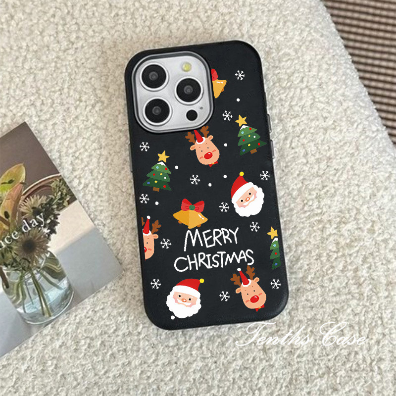 ใช้งานร่วมกับสําหรับ IPhone 17 16 11 15 14 13 12 Pro Max Xs X Xr 8 7 6 Plus Merry Christmas ธรรมดาหนังรูปแบบชุบเลนส์กรอบเคสโทรศัพท์ปกอ่อน - รูปที่ 4