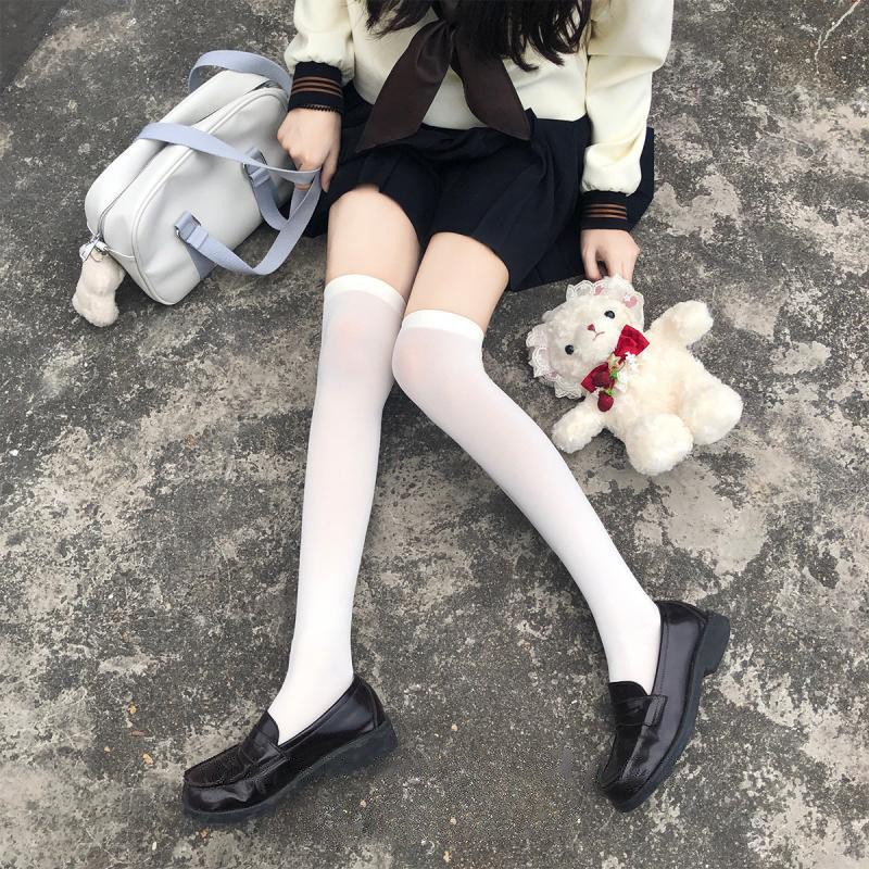 ในไทย💖ถุงเท้า ถุงน่องเนือเข่า JK Lolita ถุงเท้าลูกวัวผู้หญิง ถุงน่องเนือเข่ ยืดหยุ่นสูง สีพื้น สไตล์นักเรียนญี่ปุ่น - รูปที่ 2