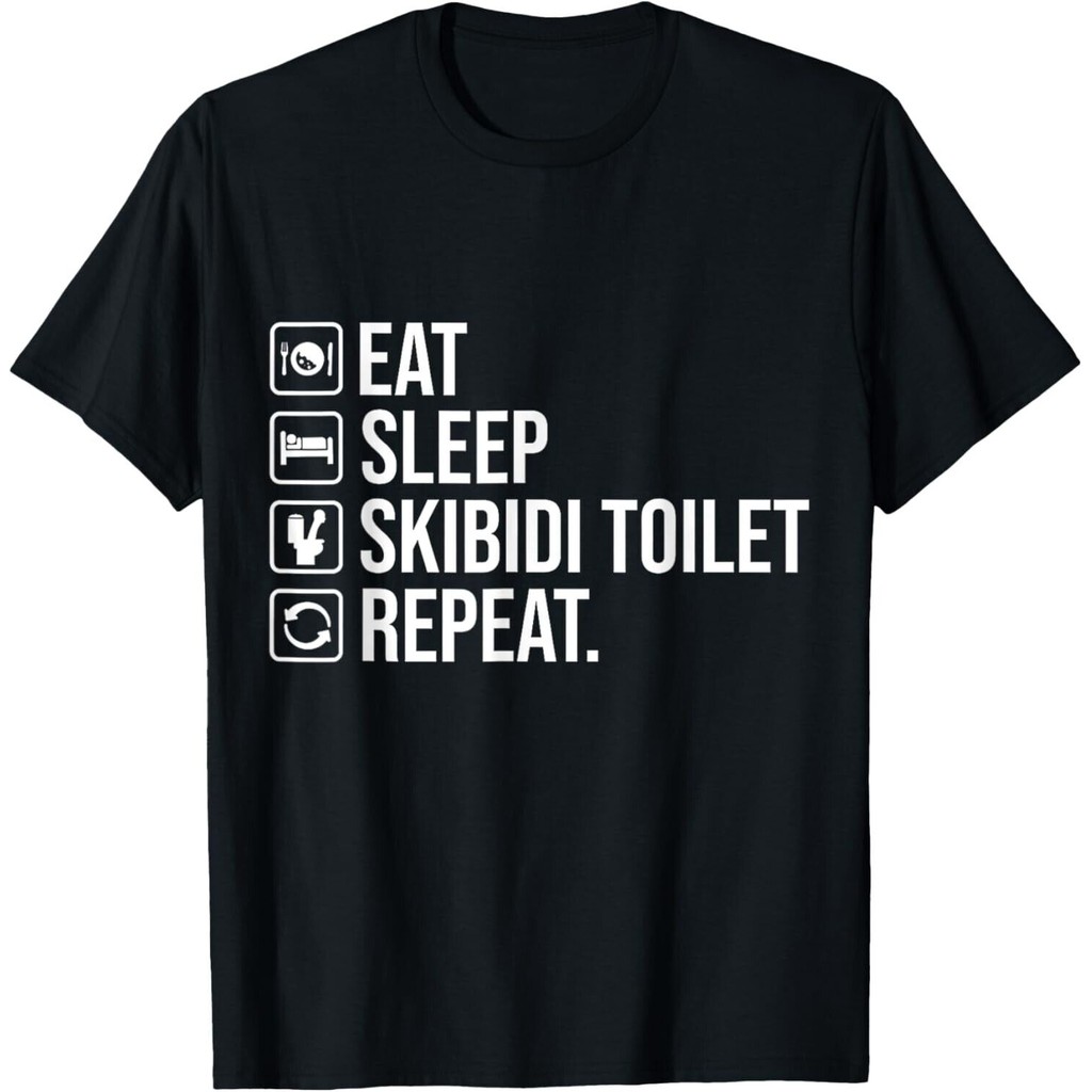 Eat Sleep Skibidi Toilet ทําซ้ําตลก Skibidi Toilet Meme เสื้อยืด