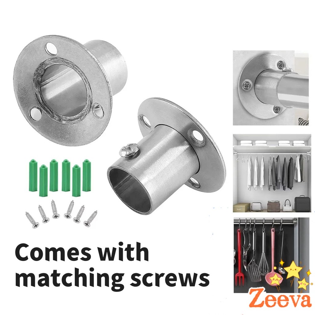 อุปกรณ์ ตกแต่งบ้าน ตัวรับราว บล๊อครับราว แป้นยึดราว สแตนเลส กลม 16มม 19มม 22มม 25มม 32 มม สำหรับตู้เสื้อผ้า ราวผ้าม่าน Closet Rod Brackets ราคาถูก
