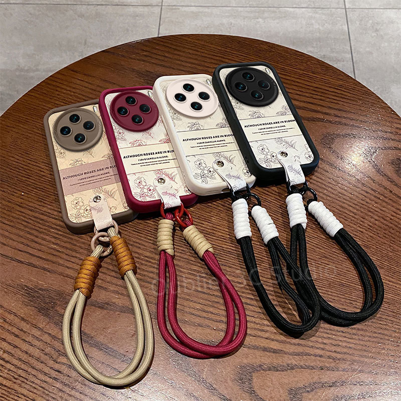 เคส VIVO X200 Pro 5G เคสโทรศัพท์ ดีไซน์ใหม่ ย้อนยุคกุหลาบ ดอกคาเมลเลีย ดอกไม้ ผิวหนัง สเตรทหนัง ซิลิโคน ปกอ่อน พร้อมเชือกเส้นเล็ก