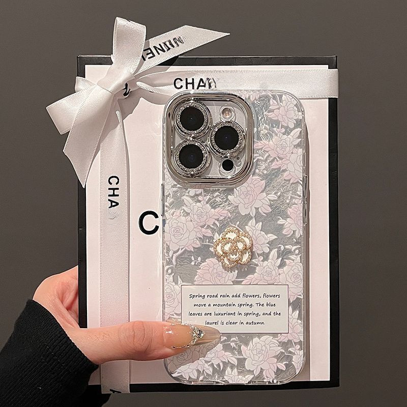 เคสไอโฟน16 15 14 13 12 11 Pro Max Case Elegant pink flower creative Compatible เคส iPhone 16PM,16Plus,13,12,11PM