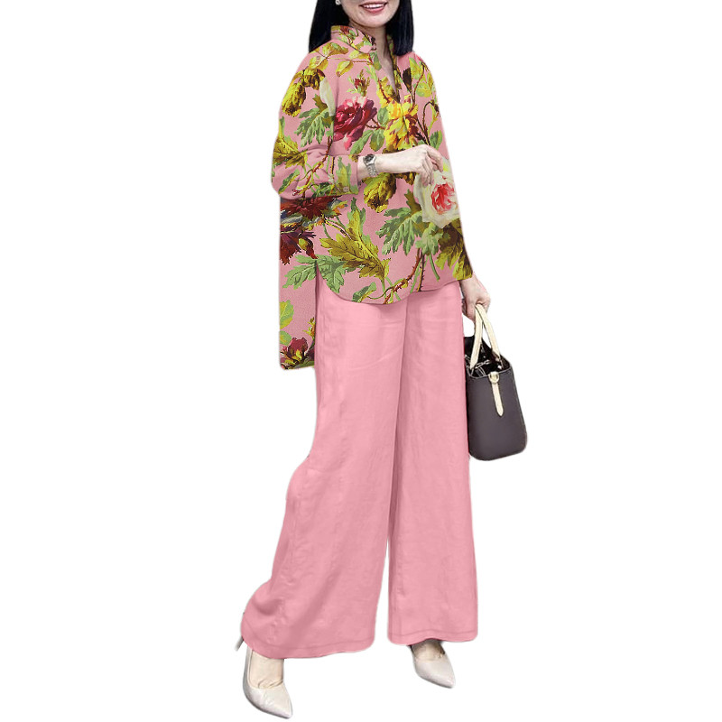 ZANZEA ใส่ ซานเซีย ผู้หญิงเกาหลีข้อเท้าความยาวเอวยางยืดพิมพ์เปิดลง-ปกเสื้อชุดสองชิ้น — صورة 5